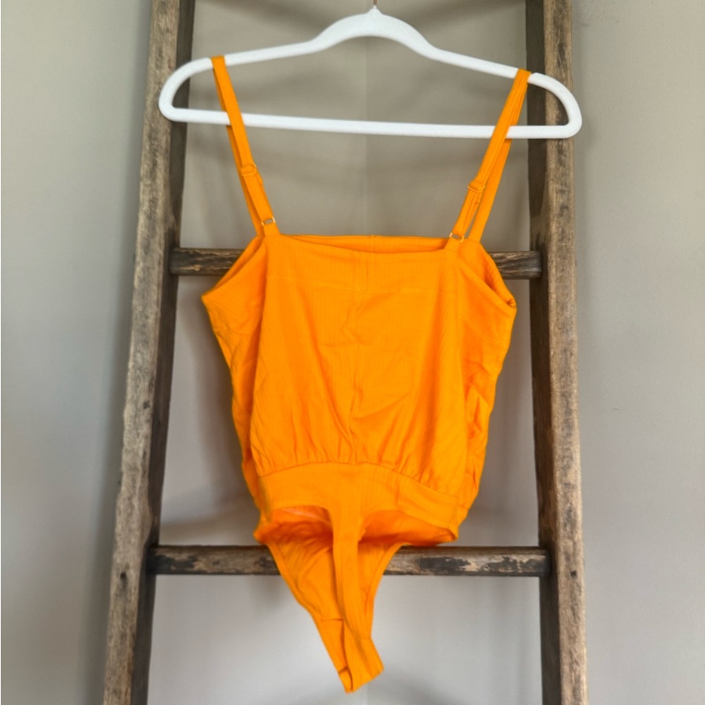 Free People NWT Marissa Ribbed Bodysuit Tangerine Orange Size XS - Picture 3 of 10